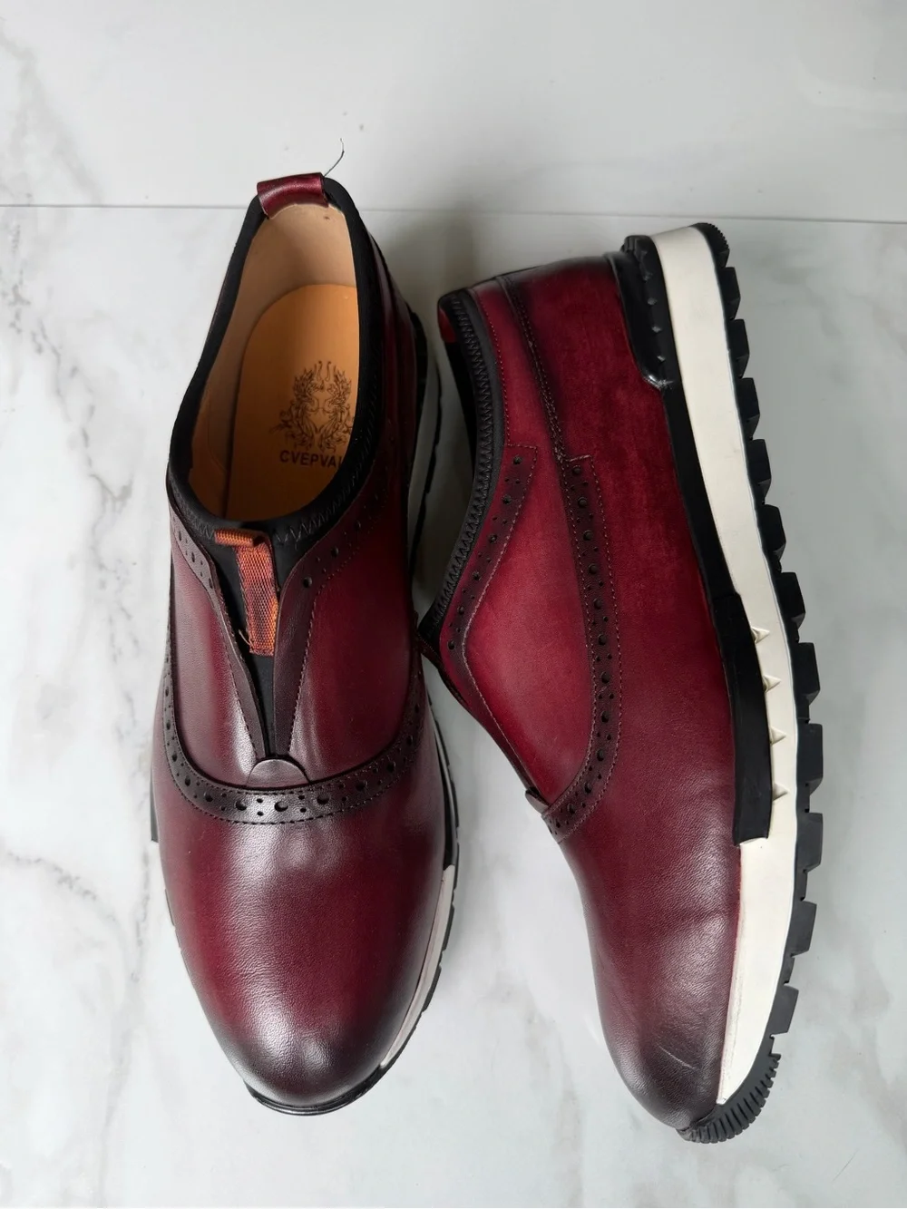 Men's Burgundy Leather Slip-On Loafers